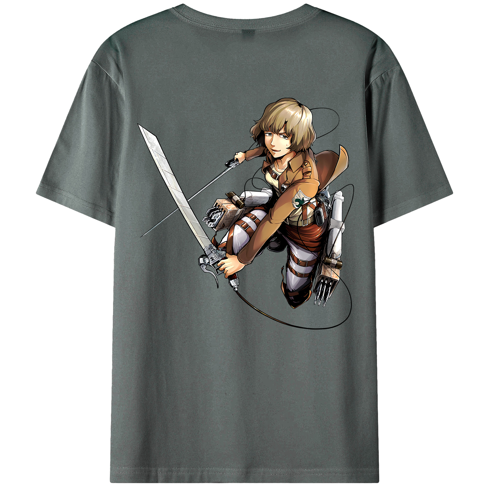 （画像用） 進撃の巨人 ヒツチ Attack on Titan Hitch 綿100％ メンズ半袖Tシャツ（バックプリント） 通気性